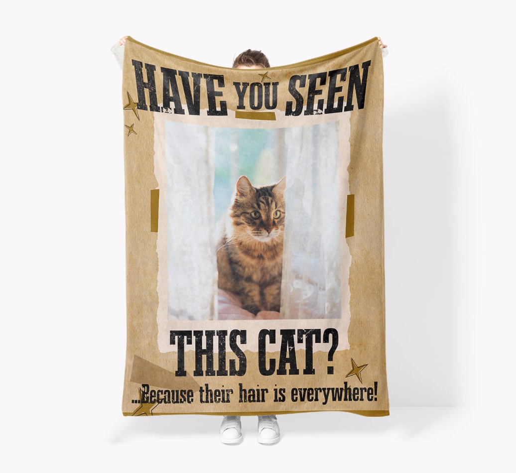 'Lost Cat' - Personalised Blanket - Held by Person