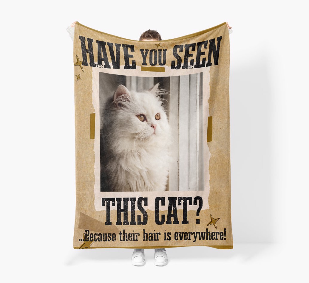'Lost Cat' - Personalised Blanket - Held by Person