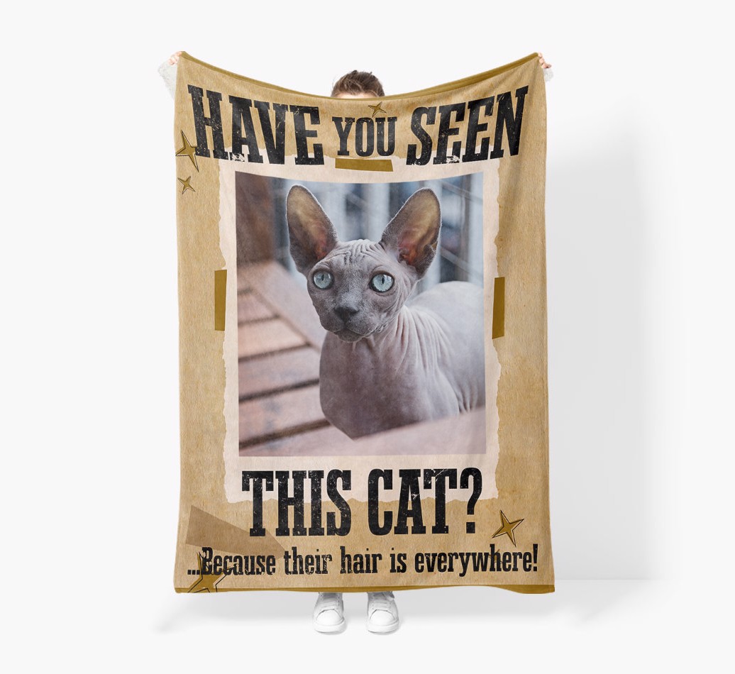 'Lost Cat' - Personalised Blanket - Held by Person