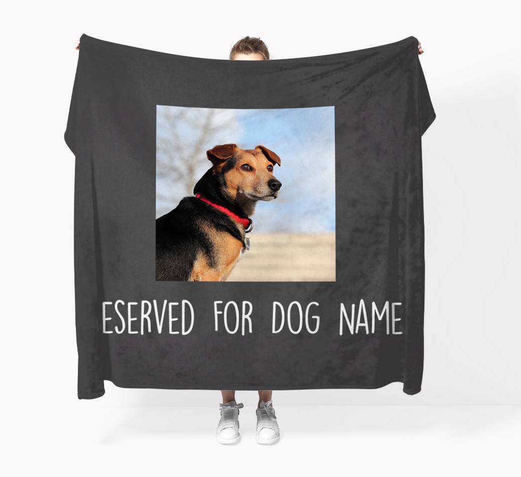 'Reserved For...' - Personalised Photo Upload Blanket - Held by Person