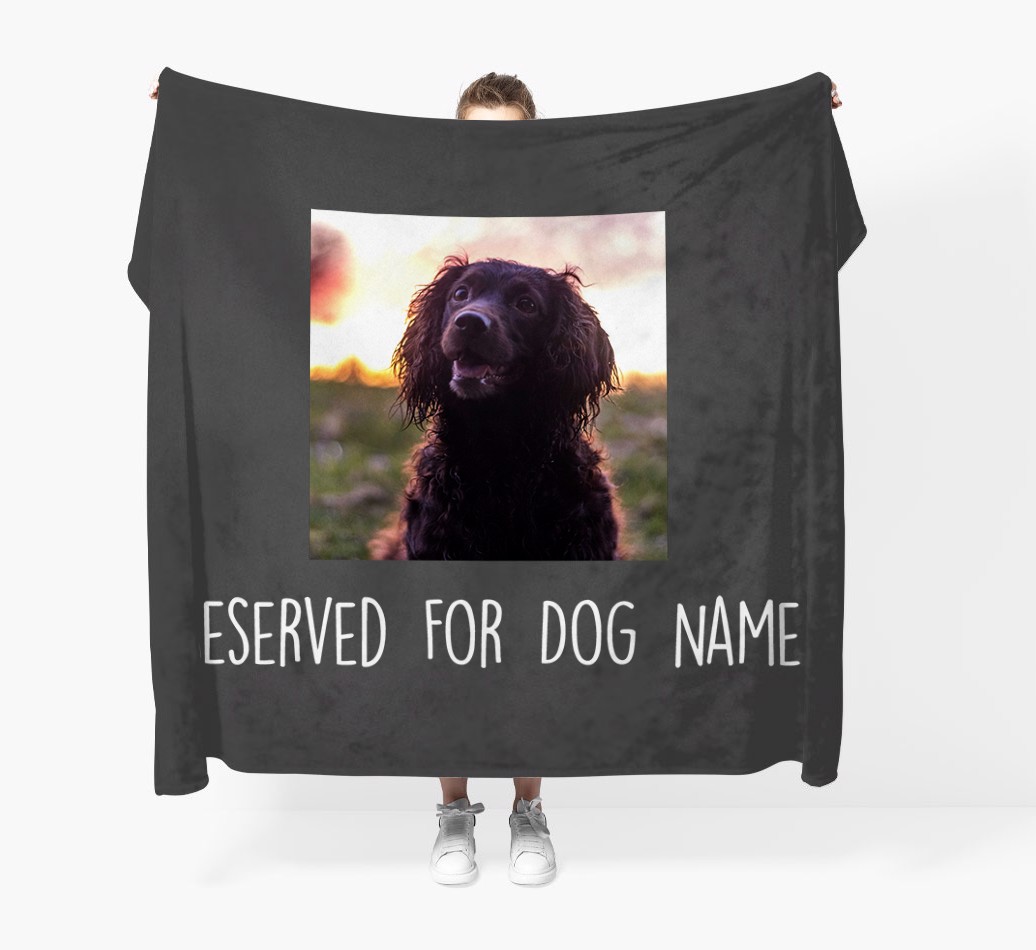 'Reserved For...' - Personalised Photo Upload Blanket - Held by Person