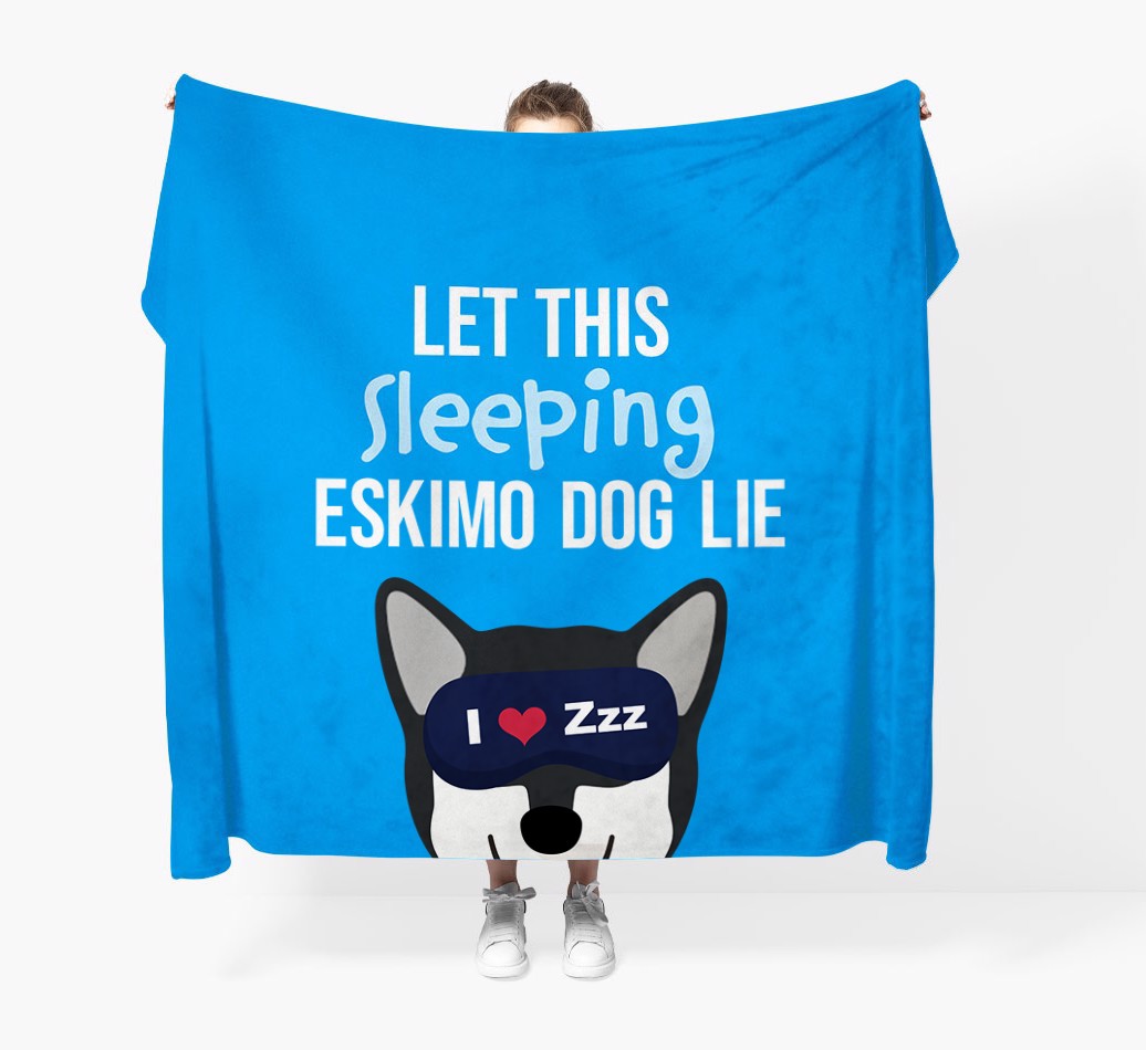 'Let That Sleepy Dog Lie' - Personalized Blanket - Held by Person