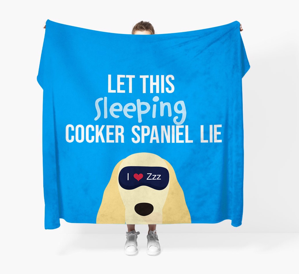 'Let That Sleepy Dog Lie' - Personalized Blanket - Held by Person