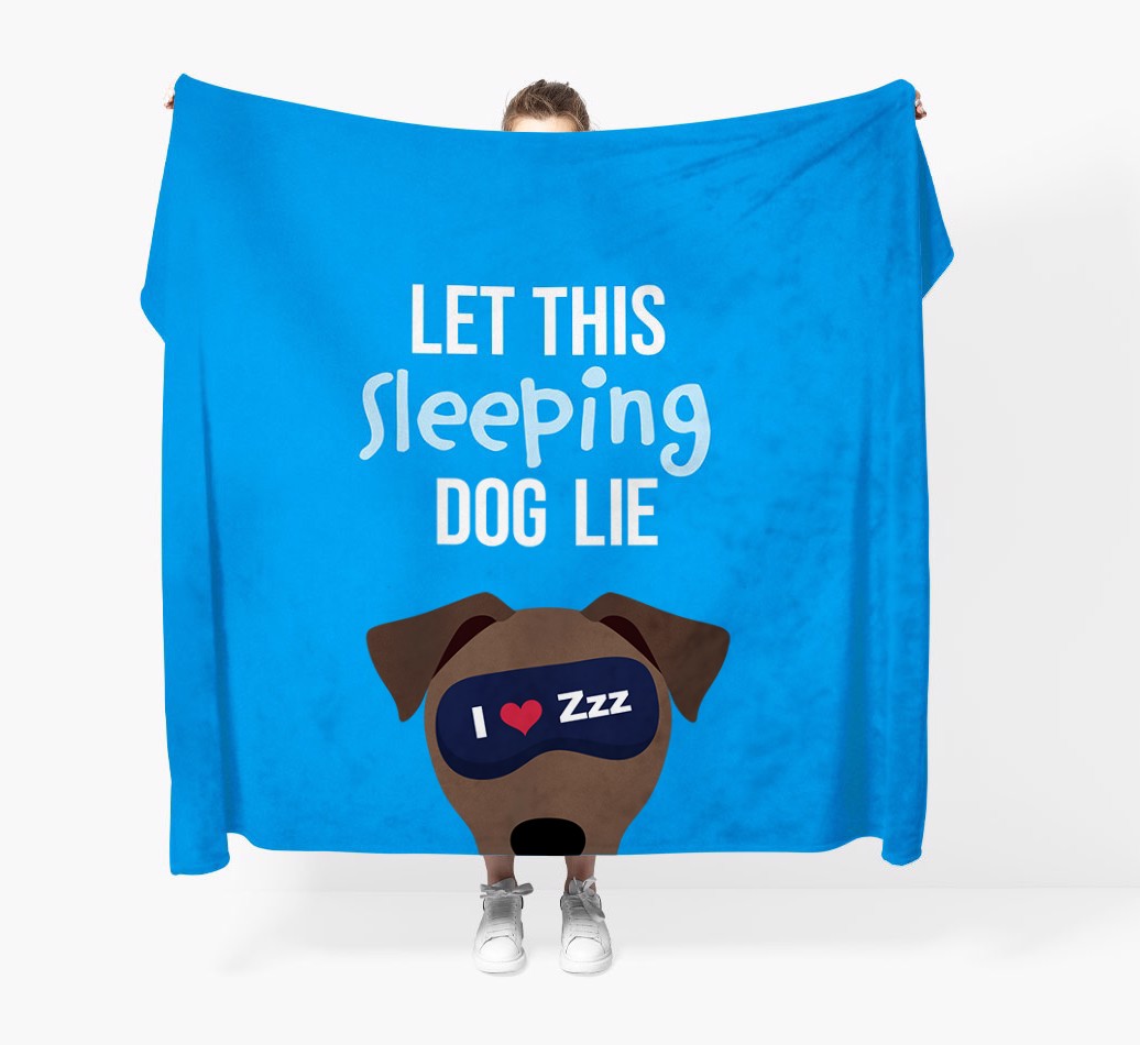'Let That Sleepy Dog Lie' - Personalised Blanket - Held by Person