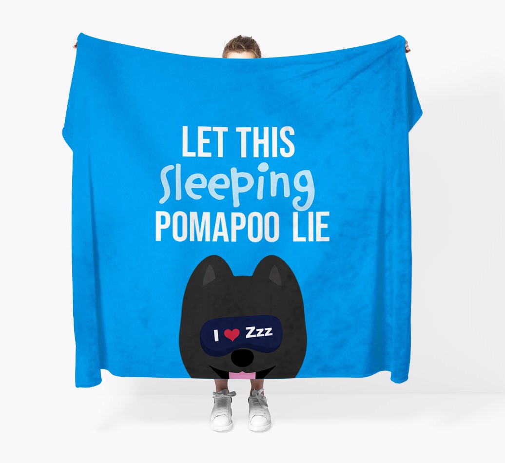 'Let That Sleepy Dog Lie' - Personalized Blanket - Held by Person