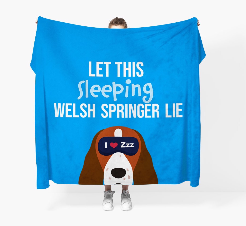 'Let That Sleepy Dog Lie' - Personalised Blanket - Held by Person