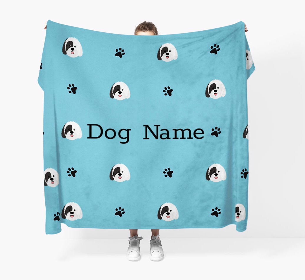 'Paw Pattern' - Personalised Blanket - Held by Person
