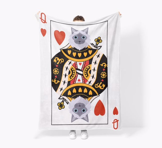 'Queen Of Hearts' - Personalised Sherpa Fleece Blanket with {breedFullName} Yappicon