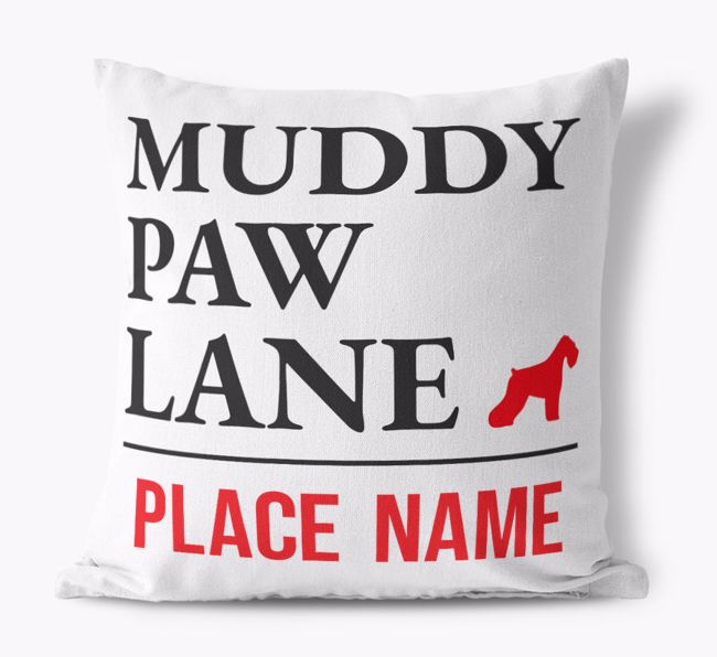 'Muddy Paw Lane' - Personalized {breedFullName} Pillow