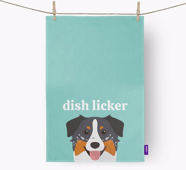 'Dish Licker' - Personalised {breedFullName} Tea Towel