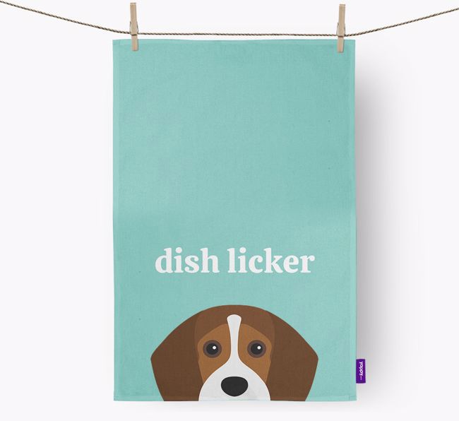 'Dish Licker' - Personalised {breedFullName} Tea Towel