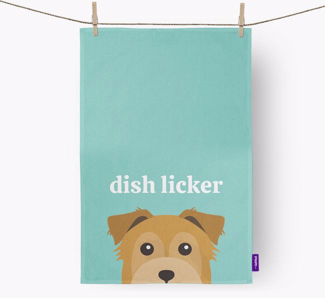 'Dish Licker' - Personalised {breedFullName} Tea Towel