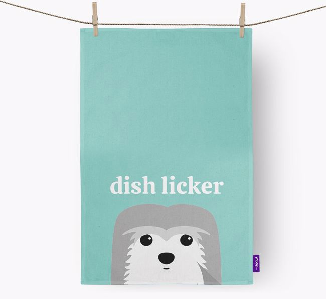 'Dish Licker' - Personalized {breedFullName} Dish Towel