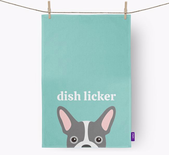 'Dish Licker' - Personalised {breedFullName} Tea Towel