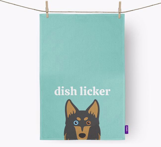 'Dish Licker' - Personalised {breedFullName} Tea Towel