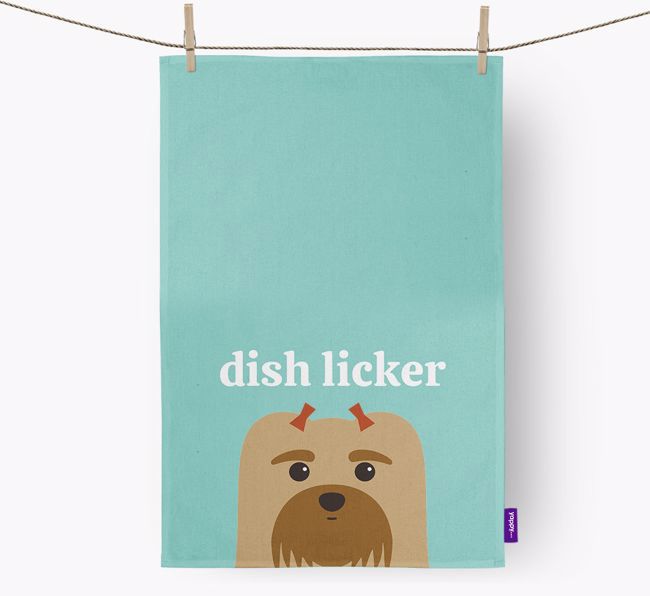 'Dish Licker' - Personalised {breedFullName} Tea Towel