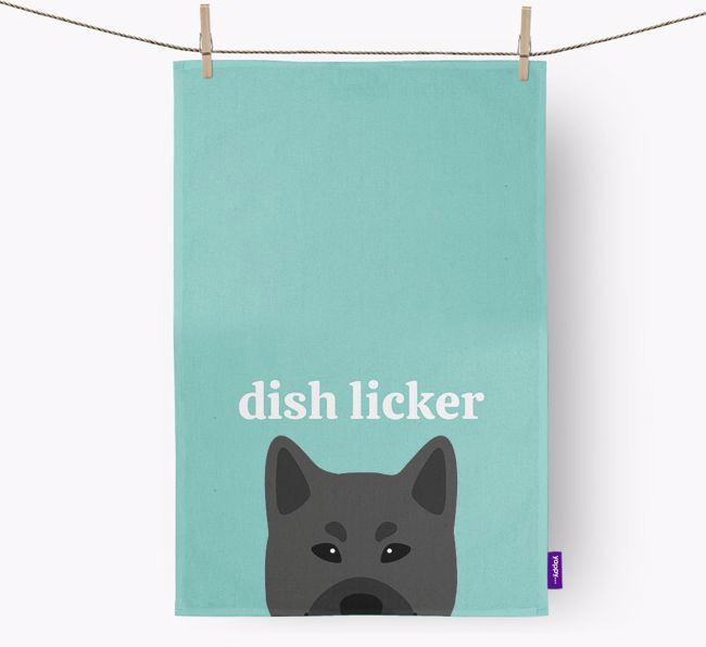 'Dish Licker' - Personalised {breedFullName} Tea Towel