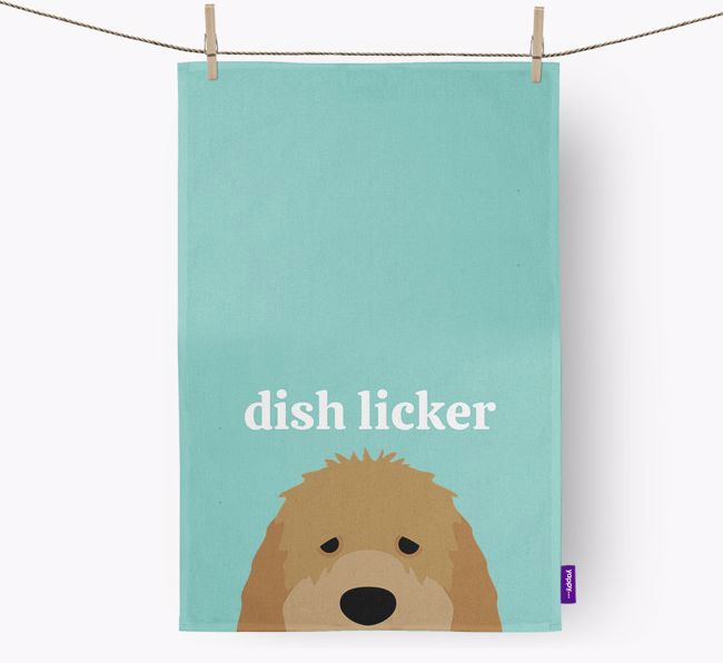 'Dish Licker' - Personalised {breedFullName} Tea Towel