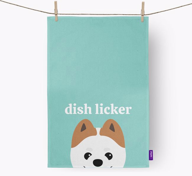 'Dish Licker' - Personalised {breedFullName} Tea Towel