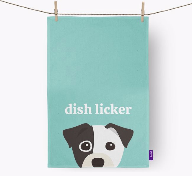 'Dish Licker' - Personalised {breedFullName} Tea Towel