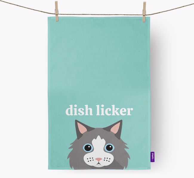 'Dish Licker' - Personalized {breedCommonName} Dish Towel