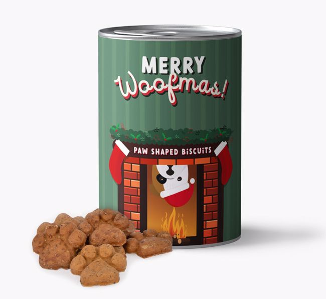 'Merry Woofmas' - Baked {breedFullName} Biscuits in Personalised Tin