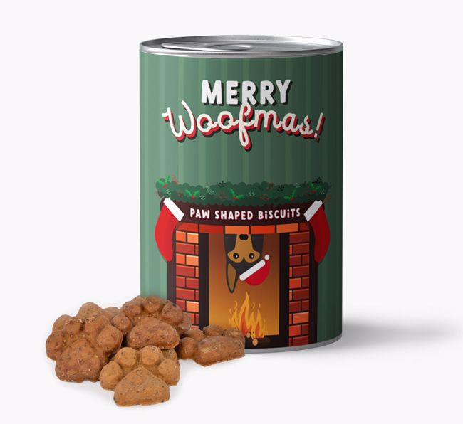 'Merry Woofmas' - Baked {breedFullName} Biscuits in Personalised Tin