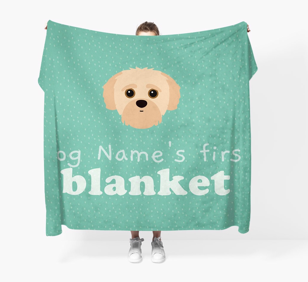 'Dog's First Blanket' - Personalised Blanket - Held by Person