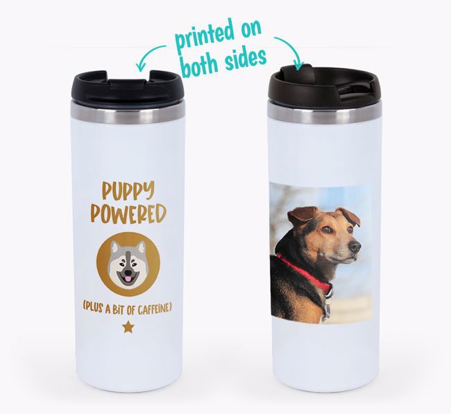 'Puppy Powered' - Photo Upload {breedFullName} Travel Mug