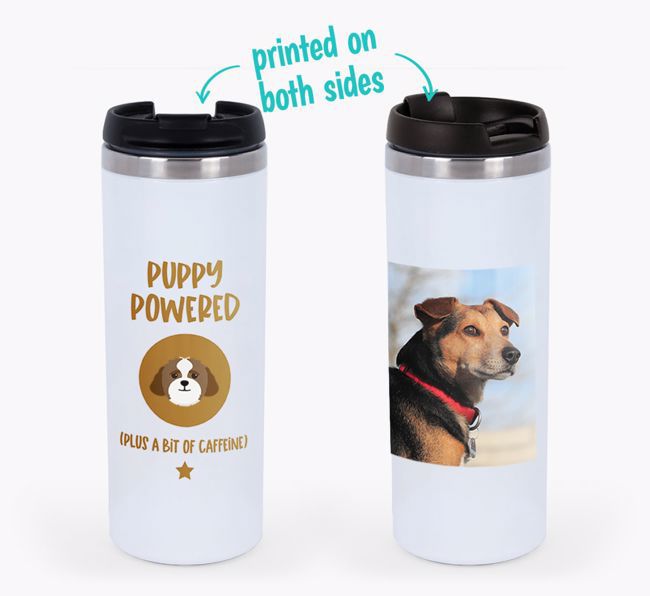 'Puppy Powered' - Photo Upload {breedFullName} Travel Mug