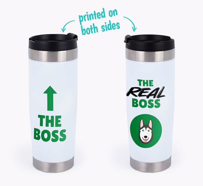 'The Boss' - Personalized {breedFullName} Travel Mug