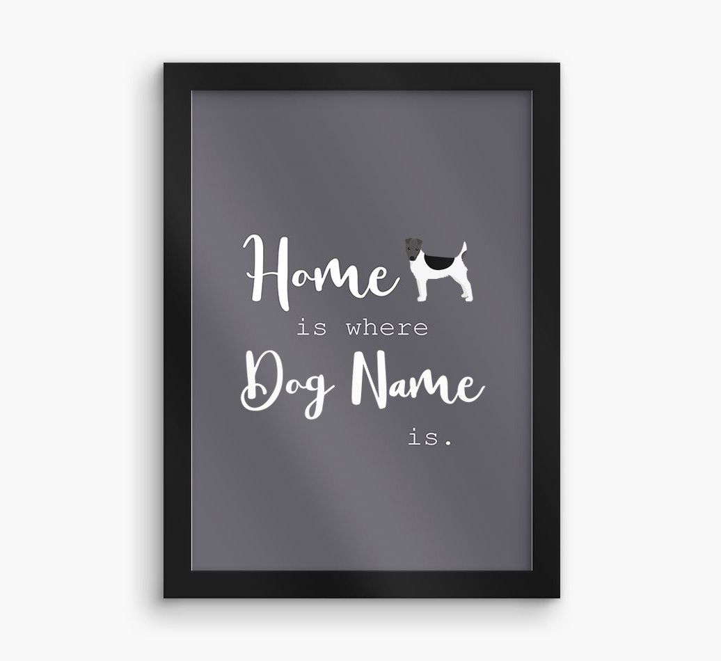 'Home Is Where' - Personalised Framed Print - black frame front view