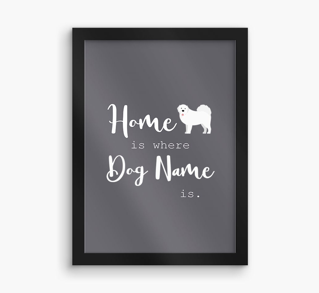 'Home Is Where' - Personalised Framed Print - black frame front view