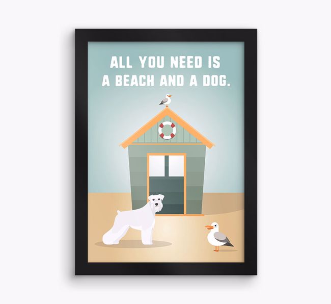 'Beach and a Dog' Print with {breedFullName} Icon