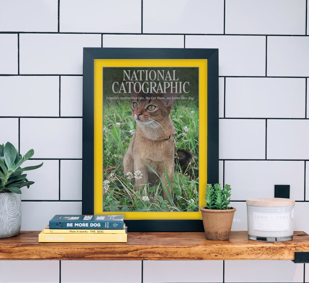 'National Catographic' - Personalised {breedFullName} Framed Print  - black frame lifestyle