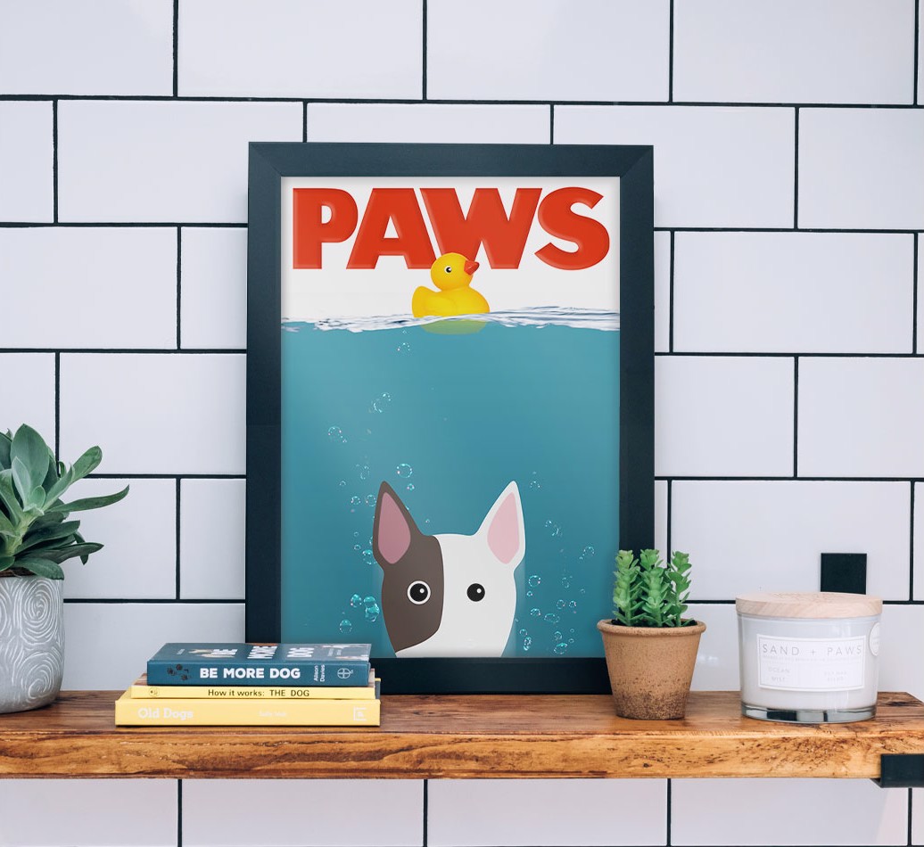 'Paws' - Personalised {breedFullName} Framed Print - black frame lifestyle