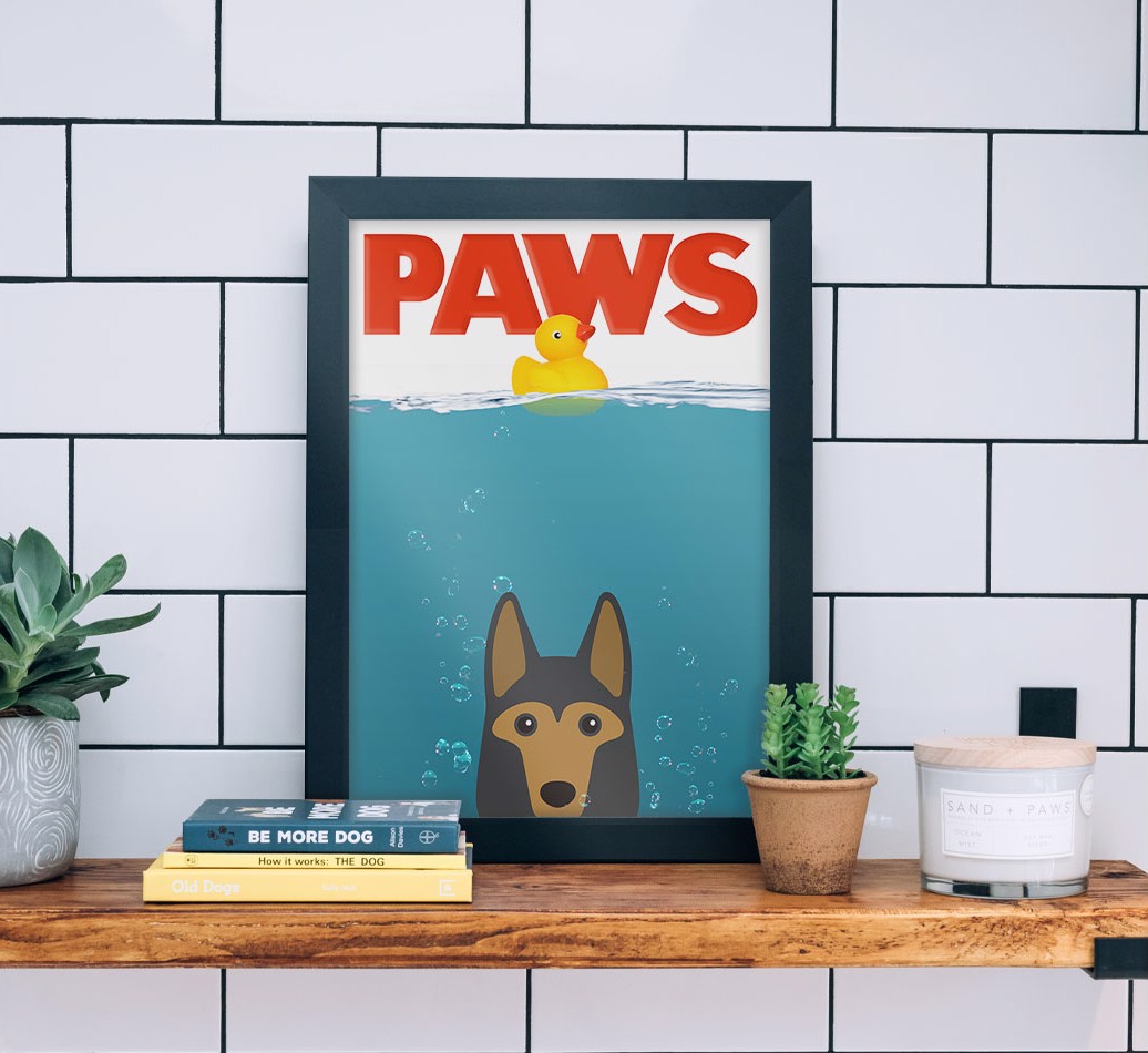 'Paws' - Personalised {breedFullName} Framed Print - black frame lifestyle