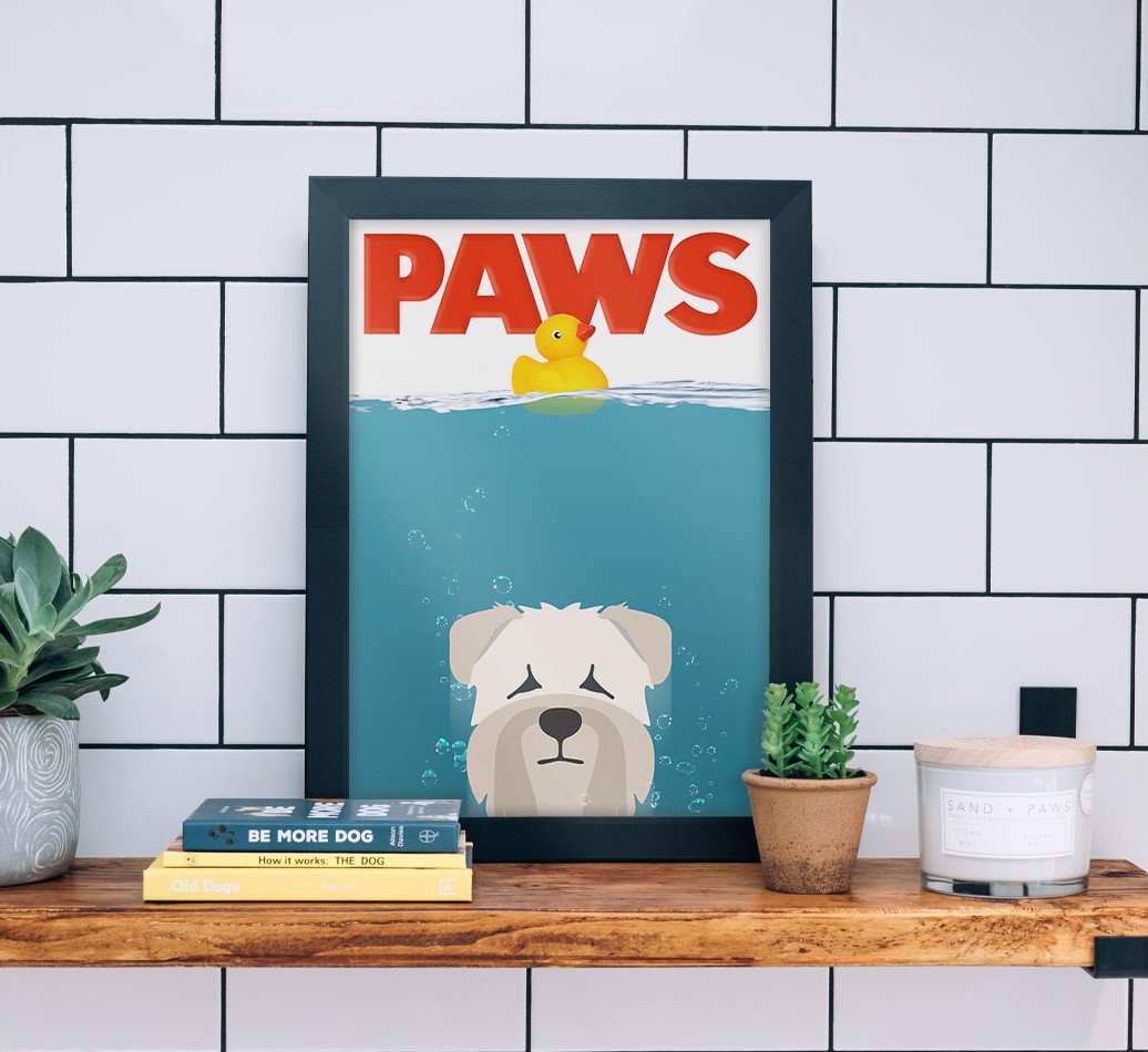 'Paws' - Personalised {breedFullName} Framed Print - black frame lifestyle