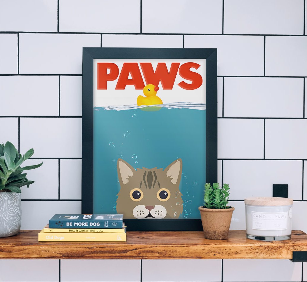 'Paws' - Personalised {breedFullName} Framed Print - black frame lifestyle