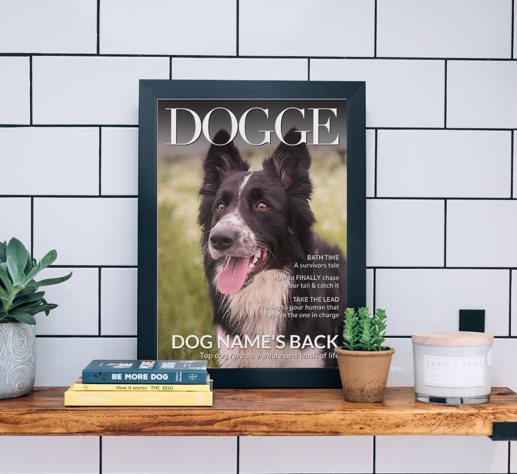 Dogge Magazine: Personalised {breedFullName} Photo Upload Framed Print - black frame lifestyle