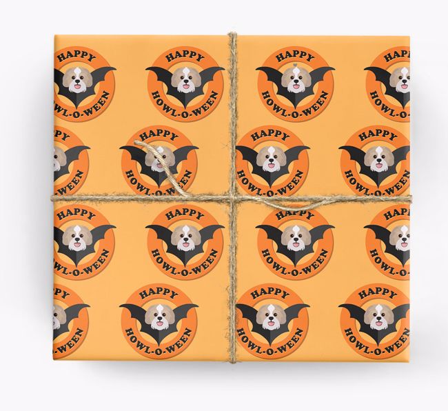 'Happy Howl-o-ween' - Personalised {breedFullName} Wrapping Paper