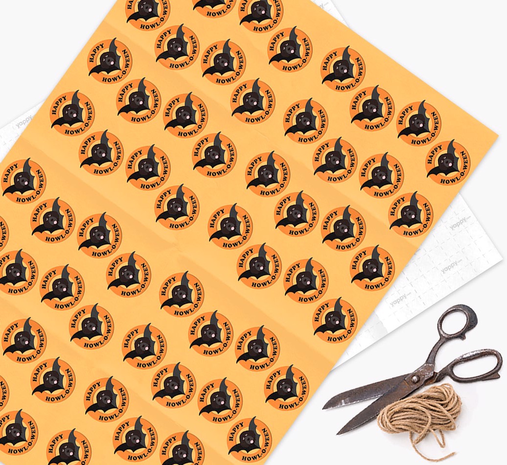 'Happy Howl-o-ween' - Personalised {breedFullName} Wrapping Paper