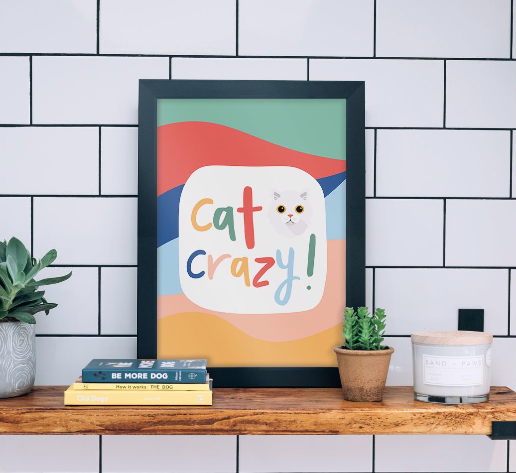 'Cat Crazy' - Personalised {breedFullName} Framed Print  - black frame lifestyle