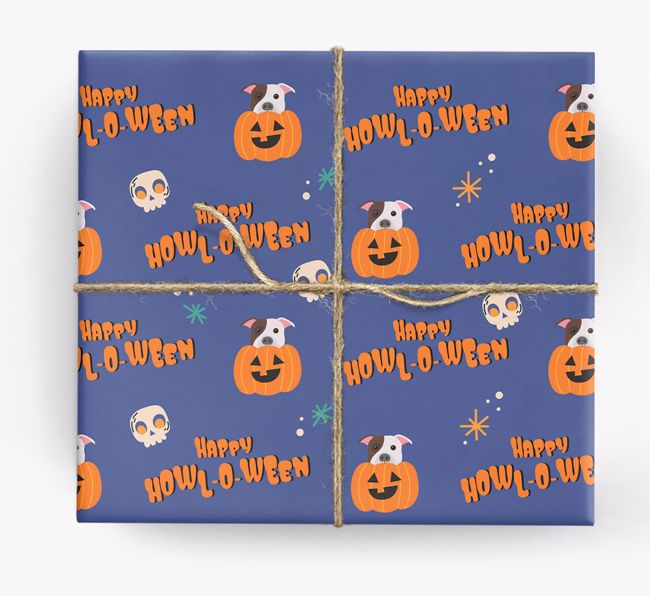 'Happy Howl-o-ween' - Personalized {breedFullName} Wrapping Paper