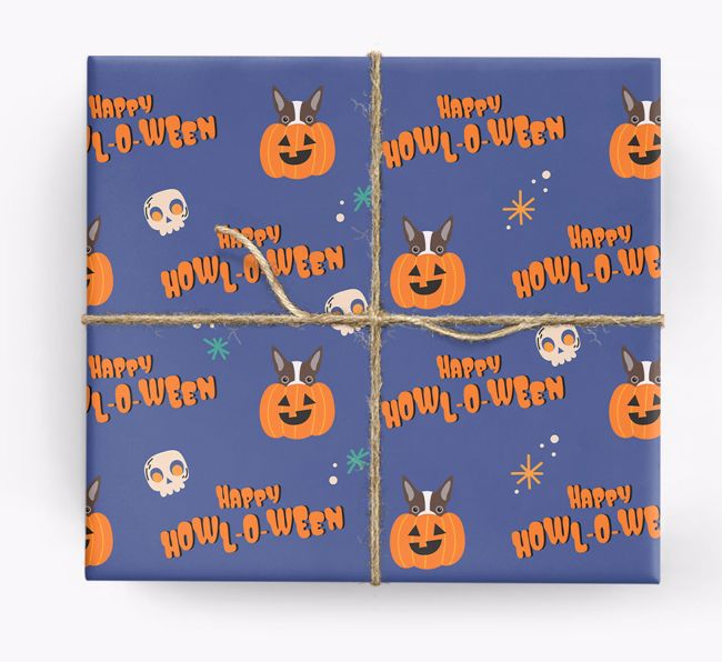 'Happy Howl-o-ween' - Personalised {breedFullName} Wrapping Paper