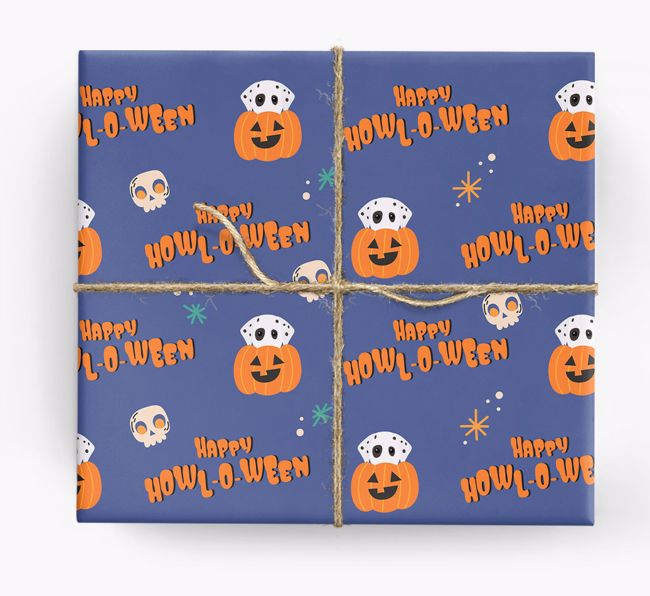 'Happy Howl-o-ween' - Personalized {breedFullName} Wrapping Paper