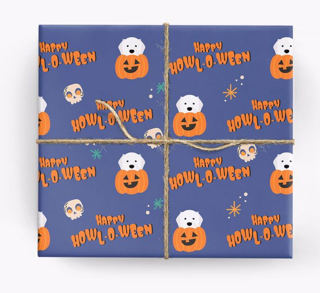 'Happy Howl-o-ween' - Personalized {breedFullName} Wrapping Paper