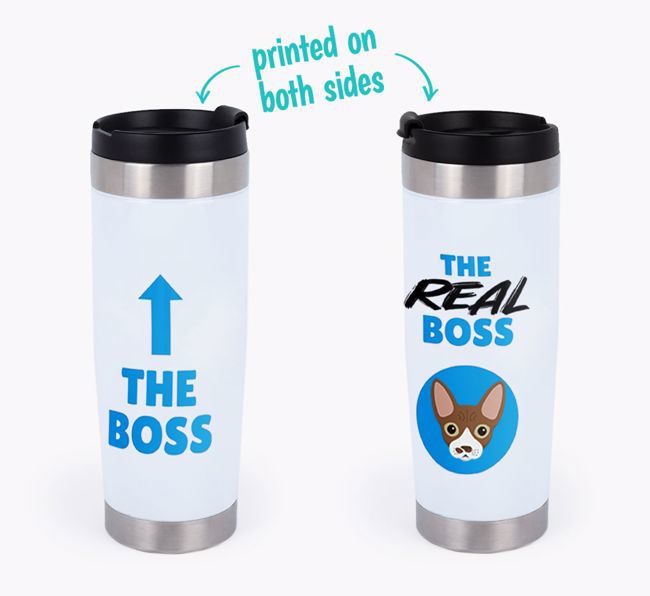 'The Boss' - Personalized {breedCommonName} Travel Mug