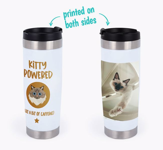 'Kitty Powered' - Photo Upload {breedCommonName} Travel Mug