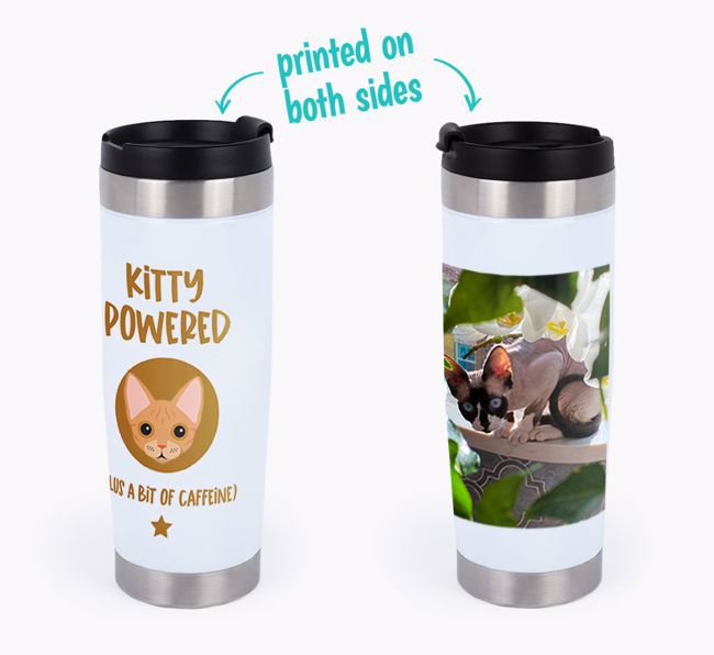 'Kitty Powered' - Photo Upload {breedCommonName} Travel Mug